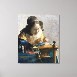 Johannes Vermeer - De Lacemaker Canvas Afdruk