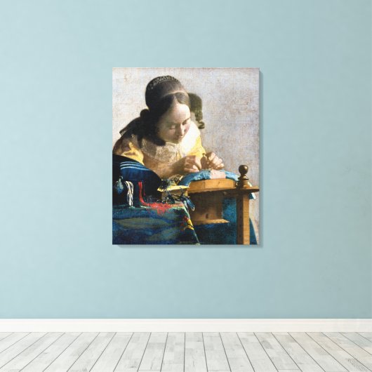 Johannes Vermeer - De Lacemaker Canvas Afdruk (Insitu (Houten vloer))