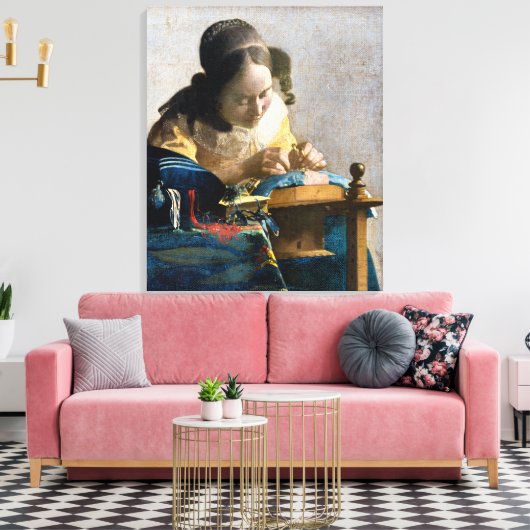 Johannes Vermeer - De Lacemaker Canvas Afdruk (Insitu (Woonkamer))