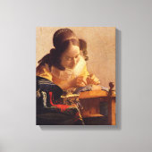 Johannes Vermeer - De Lacemaker Canvas Afdruk (Voorkant)