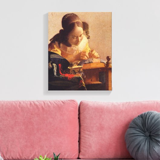 Johannes Vermeer - De Lacemaker Canvas Afdruk (Insitu (Woonkamer))