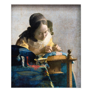 Johannes Vermeer - De Lacemaker Foto Afdruk