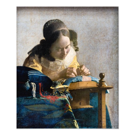Johannes Vermeer - De Lacemaker Foto Afdruk (Voorkant)