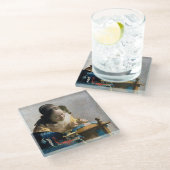 Johannes Vermeer - De Lacemaker Glazen Onderzetter (Schuin)