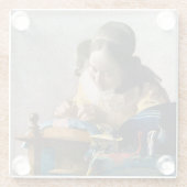 Johannes Vermeer - De Lacemaker Glazen Onderzetter (Achterkant)