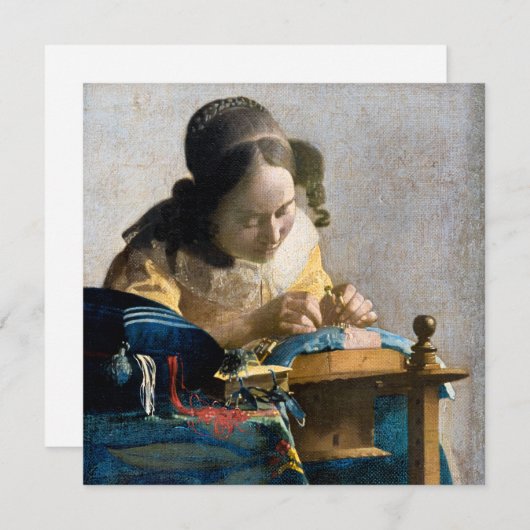 Johannes Vermeer - De Lacemaker Kaart (Voorkant / Achterkant)