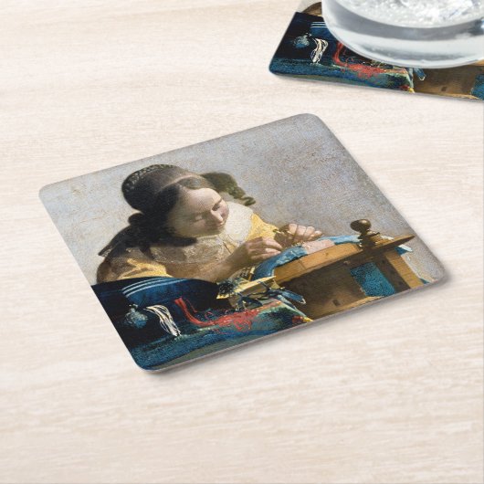Johannes Vermeer - De Lacemaker Kartonnen Onderzetters (Schuin)