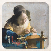 Johannes Vermeer - De Lacemaker Kartonnen Onderzetters (Voorkant)
