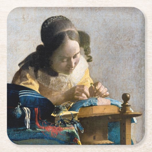 Johannes Vermeer - De Lacemaker Kartonnen Onderzetters (Voorkant)