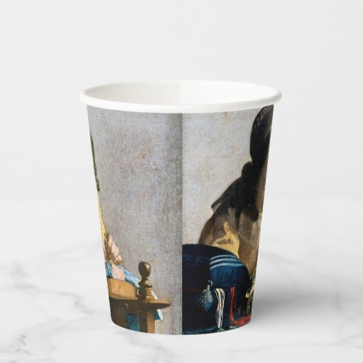 Johannes Vermeer - De Lacemaker Papieren Bekers (Links)