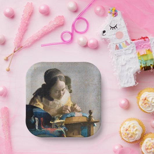 Johannes Vermeer - De Lacemaker Papieren Bordje (Feest)