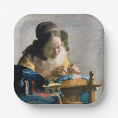 Johannes Vermeer - De Lacemaker Papieren Bordje (Voorkant)