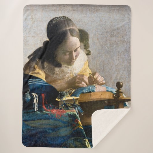 Johannes Vermeer - De Lacemaker Sherpa Deken (Voorkant)