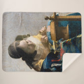 Johannes Vermeer - De Lacemaker Sherpa Deken (Voorkant (horizontaal))