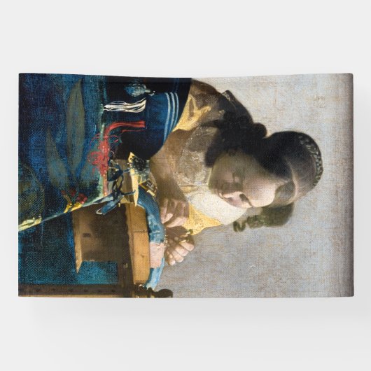 Johannes Vermeer - De Lacemaker Spandoek (Horizontaal)