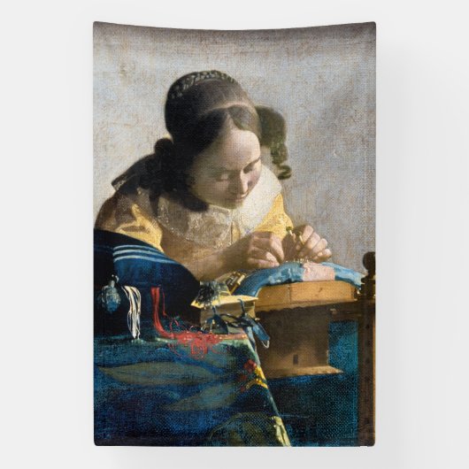 Johannes Vermeer - De Lacemaker Spandoek (Verticaal)