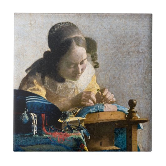 Johannes Vermeer - De Lacemaker Tegeltje (Voorkant)