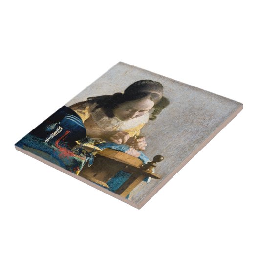 Johannes Vermeer - De Lacemaker Tegeltje (Zijkant)