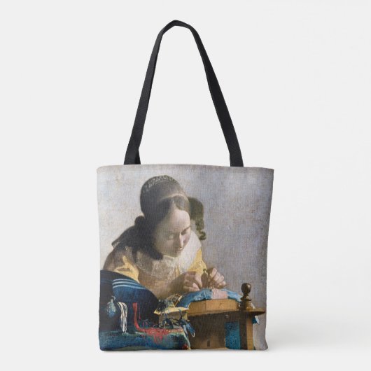 Johannes Vermeer - De Lacemaker Tote Bag (Achterkant)