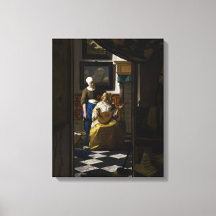Johannes Vermeer - De Liebesbrief Canvas Afdruk