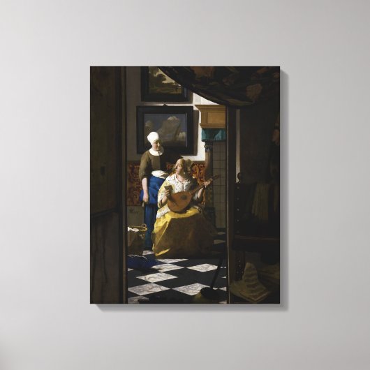 Johannes Vermeer - De Liebesbrief Canvas Afdruk (Voorkant)