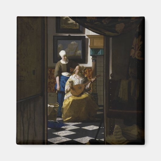 Johannes Vermeer - De liefdesbrief Magneet (Voorkant)