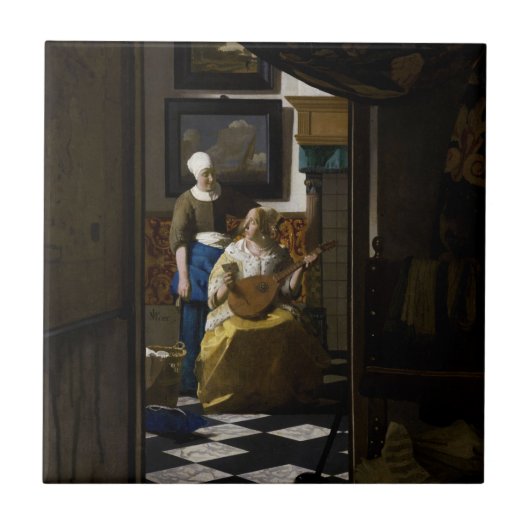 Johannes Vermeer - De liefdesbrief Tegeltje (Voorkant)