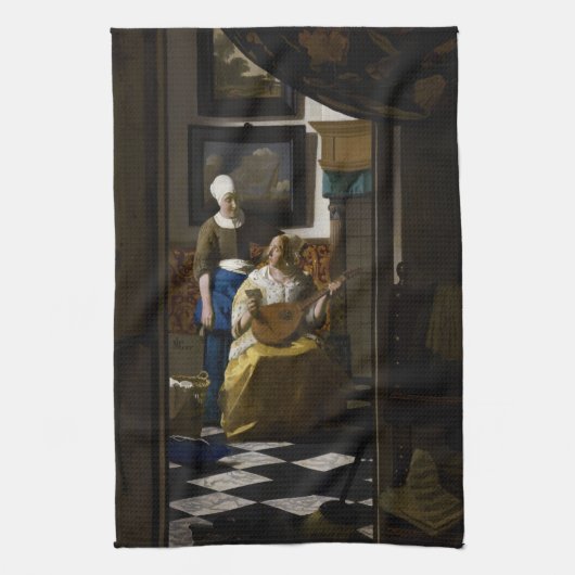 Johannes Vermeer - De liefdesbrief Theedoek (Verticaal)