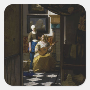 Johannes Vermeer - De liefdesbrief Vierkante Sticker