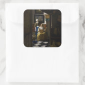 Johannes Vermeer - De liefdesbrief Vierkante Sticker (Tas)
