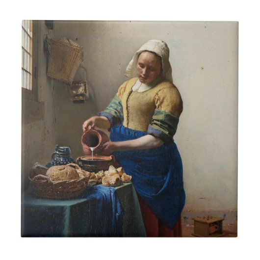 JOHANNES VERMEER - De melkmachine 1658 Tegeltje (Voorkant)