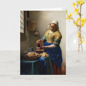 Johannes Vermeer - De Melkmeid Ansichtkaart Kaart (Gele Bloem)