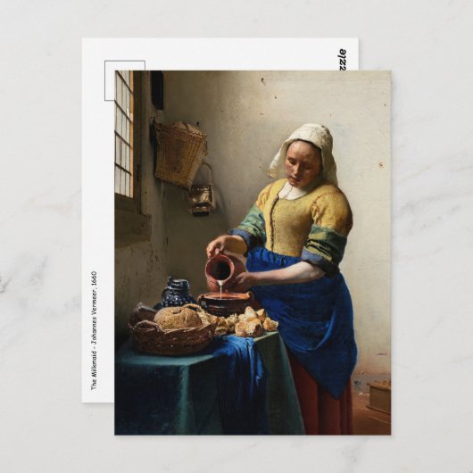 Johannes Vermeer - De Melkmeid Briefkaart (Voorkant / Achterkant)