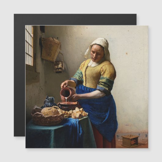 Johannes Vermeer - De melkmeid magnetische Kaart (Voorkant / Achterkant)