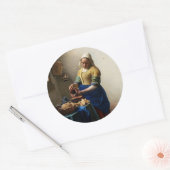 Johannes Vermeer - De Melkmeid Ronde Sticker (Envelop)