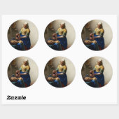 Johannes Vermeer - De Melkmeid Ronde Sticker (Vel)