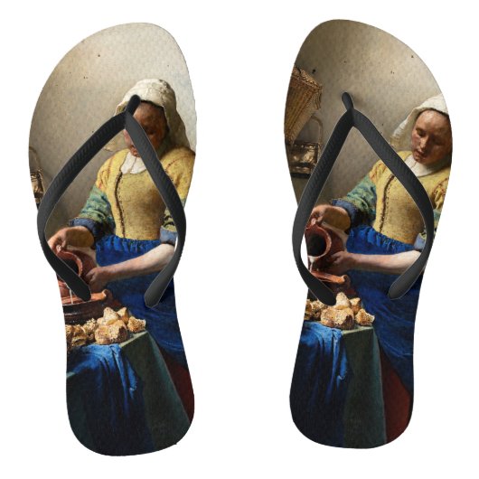 Johannes Vermeer - De Melkmeid Teenslippers (Voetbed)