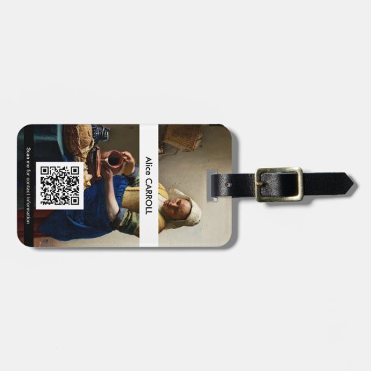 Johannes Vermeer - De Milkmaid - QR-code Bagagelabel (Voorkant horizontaal)