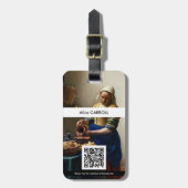 Johannes Vermeer - De Milkmaid - QR-code Bagagelabel (Voorkant verticaal)