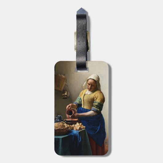 Johannes Vermeer - De Milkmaid - QR-code Bagagelabel (Achterkant verticaal)