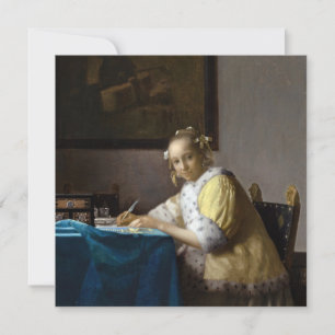 Johannes Vermeer - Een dame die een brief schrijft Bedankkaart