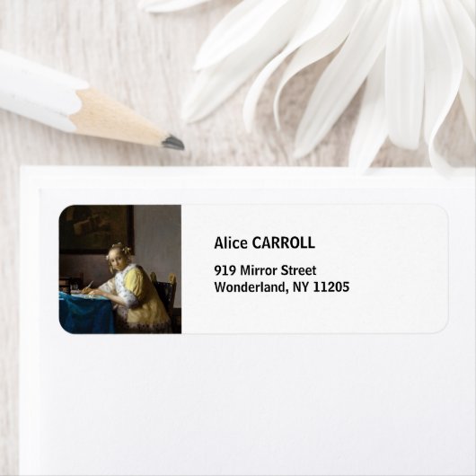 Johannes Vermeer - Een dame die een brief schrijft Etiket (Insitu)