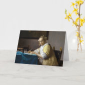 Johannes Vermeer - Een dame die een brief schrijft Kaart (Gele Bloem)
