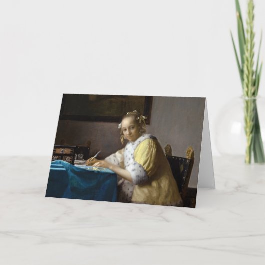 Johannes Vermeer - Een dame die een brief schrijft Kaart (Voorkant)