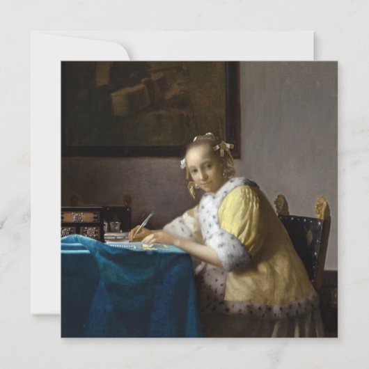Johannes Vermeer - Een dame die een brief schrijft Kaart (Voorkant)