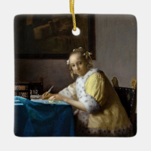 Johannes Vermeer - Een dame die een brief schrijft Keramisch Ornament
