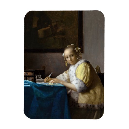 Johannes Vermeer - Een dame die een brief schrijft Magneet (Verticaal)