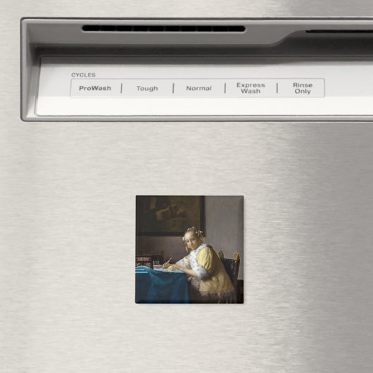 Johannes Vermeer - Een dame die een brief schrijft Magneet (Insitu (Vaatwasser))