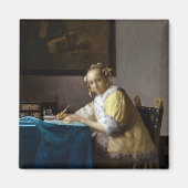 Johannes Vermeer - Een dame die een brief schrijft Magneet (Voorkant)