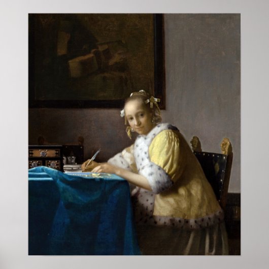 Johannes Vermeer - Een dame die een brief schrijft Poster (Voorkant)